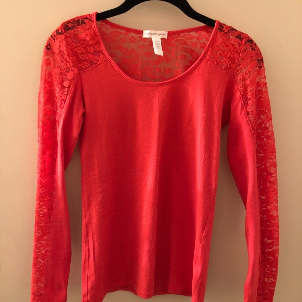 Coral Lace Detail Blouse